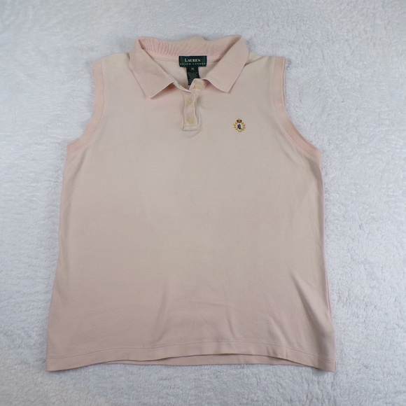Ralph Lauren Polo Shirt Women's Size M Sleeveless Cotton Monogram Salmon 54050 - Picture 1 of 9